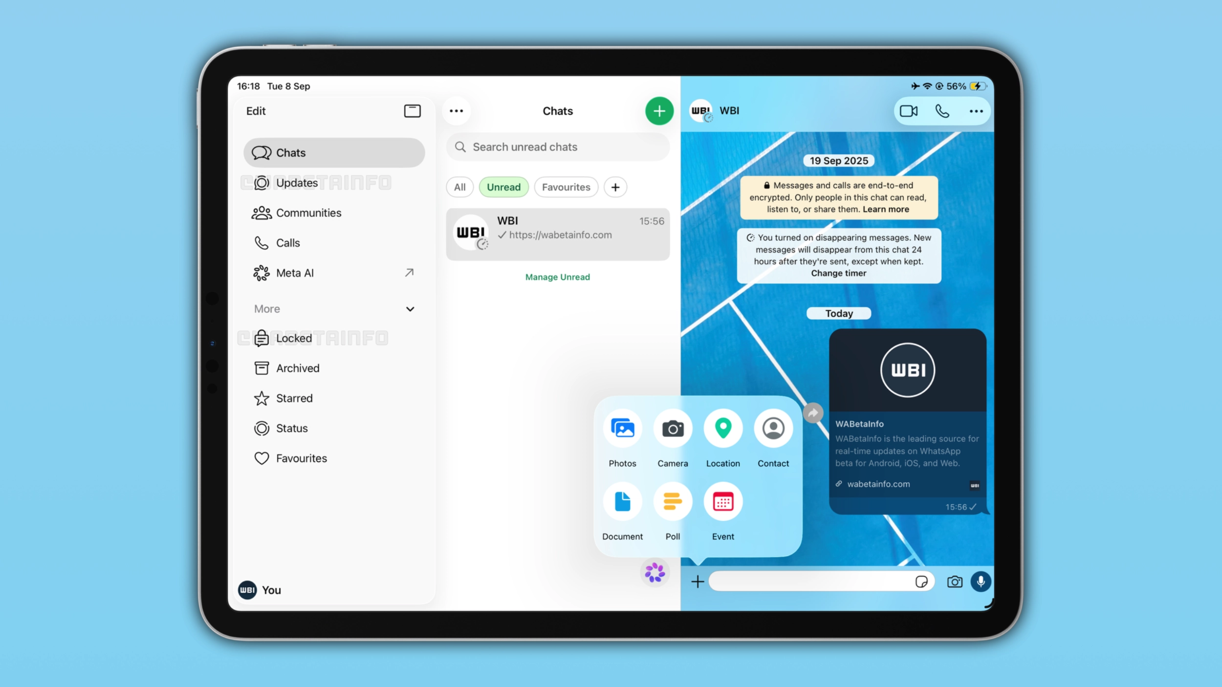 WhatsApp ajoute une barre latérale inspirée de Mac sur iPad