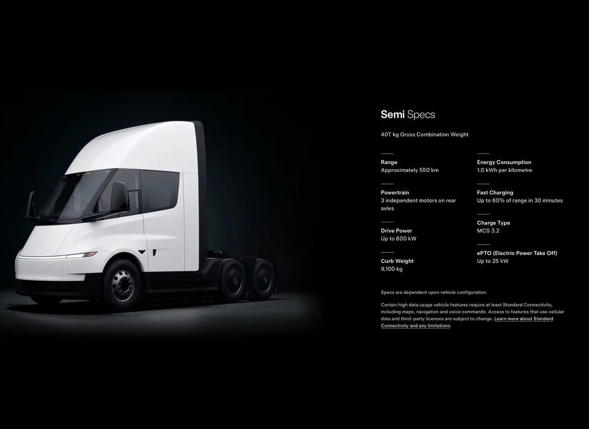 Tesla Semi : autonomie de 550 km et puissance de 800 kW en Europe